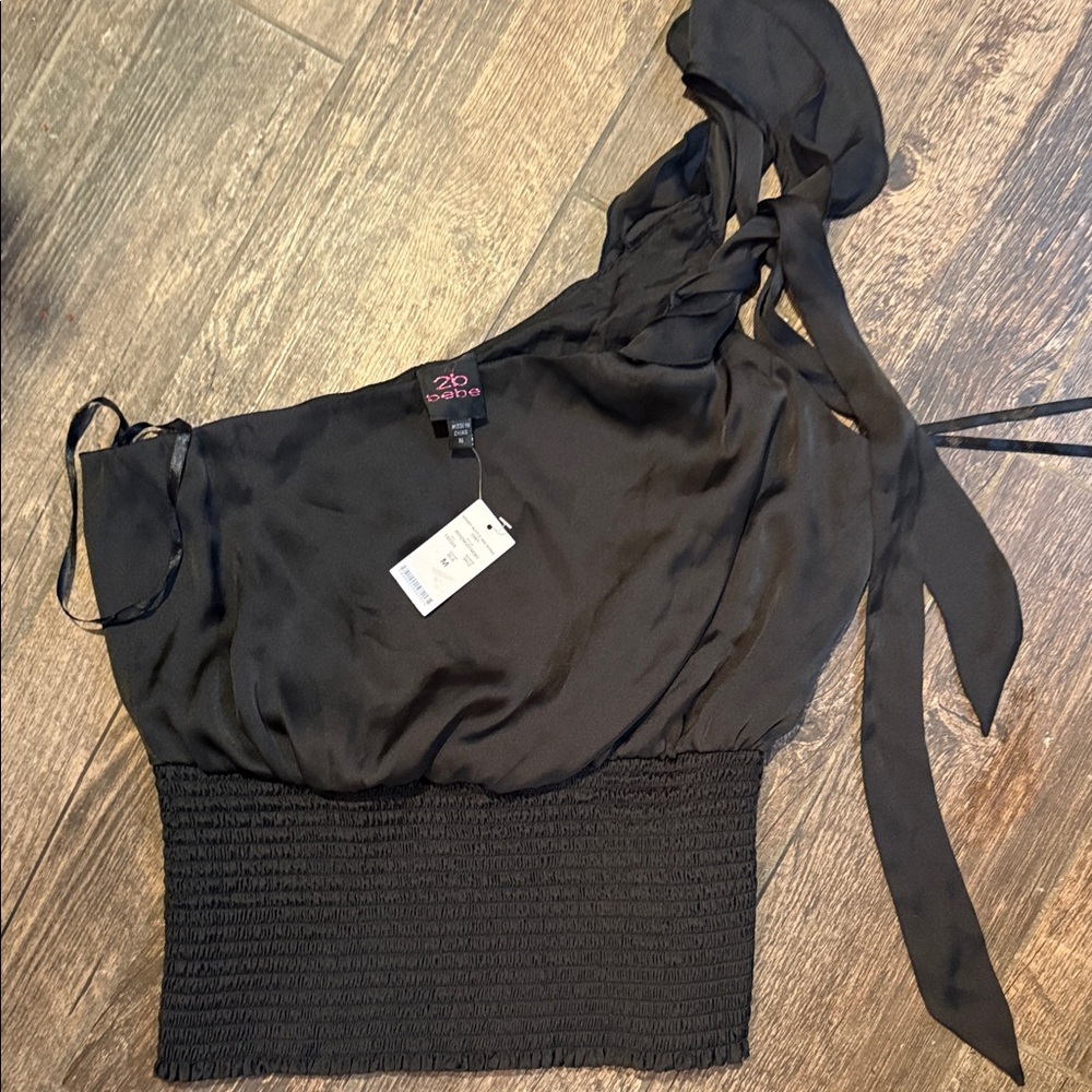 Bebe Black Satin Top